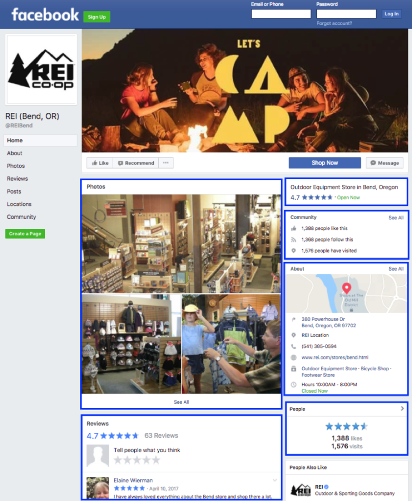 REI social example for location